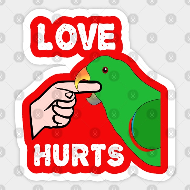 Love Hurts Eclectus Male Parrot Biting Sticker by Einstein Parrot